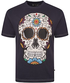 KAM Coloured Skull T-Shirt Navy